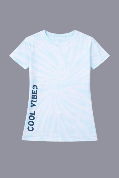 Boys Printed Tie & Dye Round Neck Cotton T-Shirt