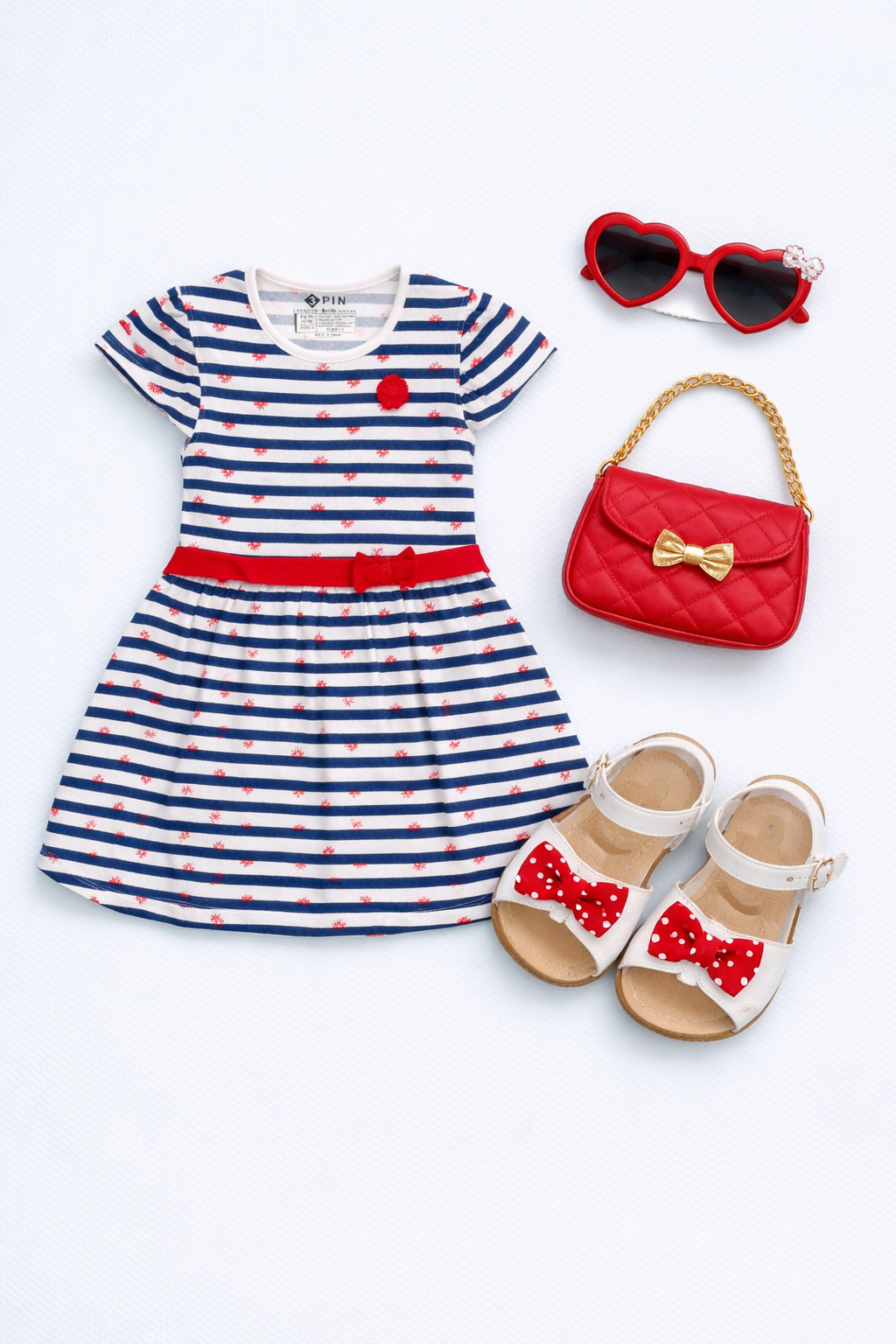 Girls Striped & Amp Printed Dress