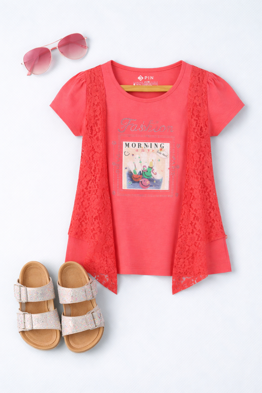 Girls Printed Cotton Regular Top