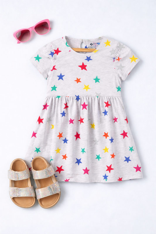 Girls Star Print A-Line Dress