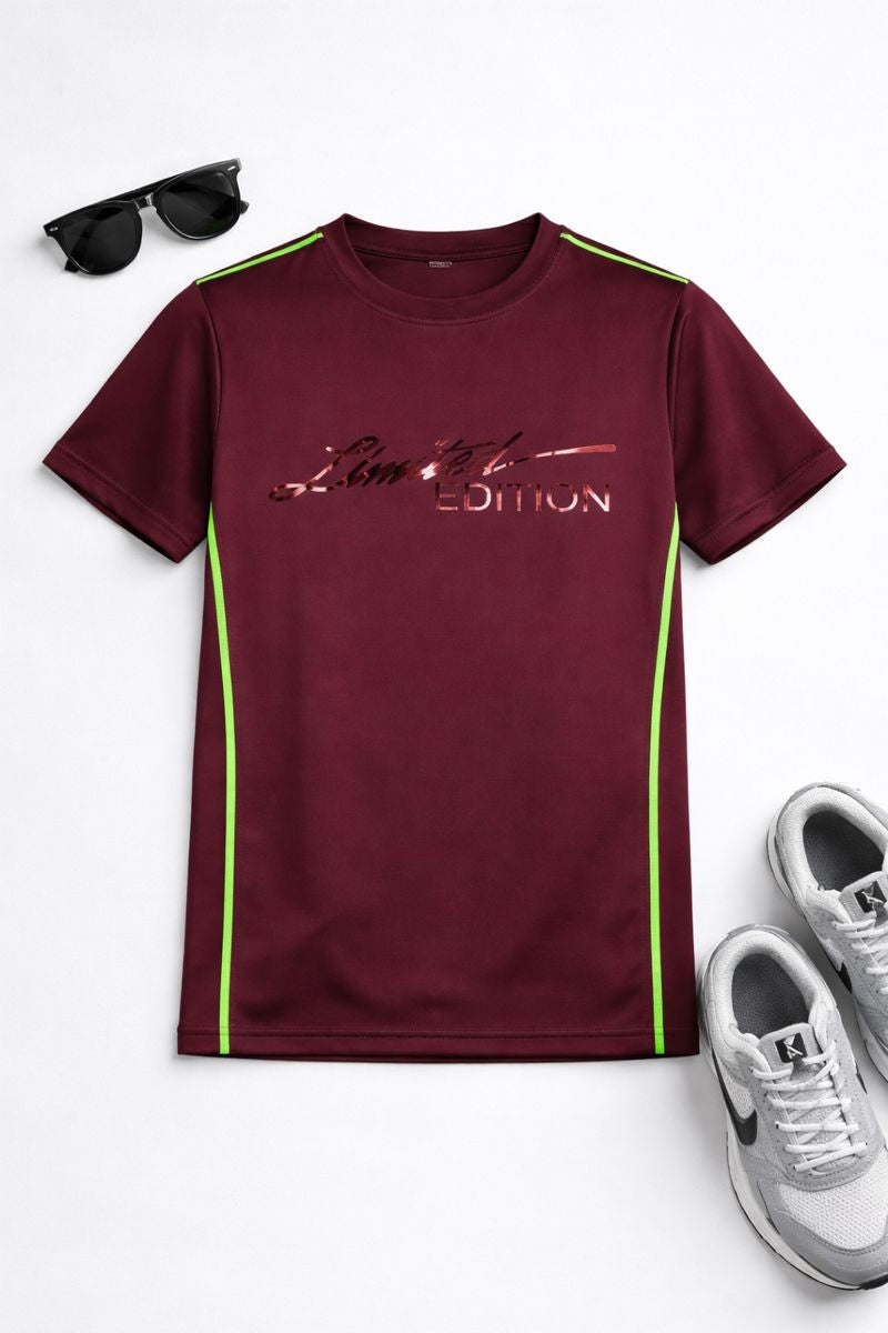 Boys Printed Typography Round Neck Polyester T-Shirt