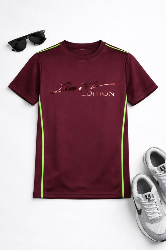 Boys Printed Typography Round Neck Polyester T-Shirt