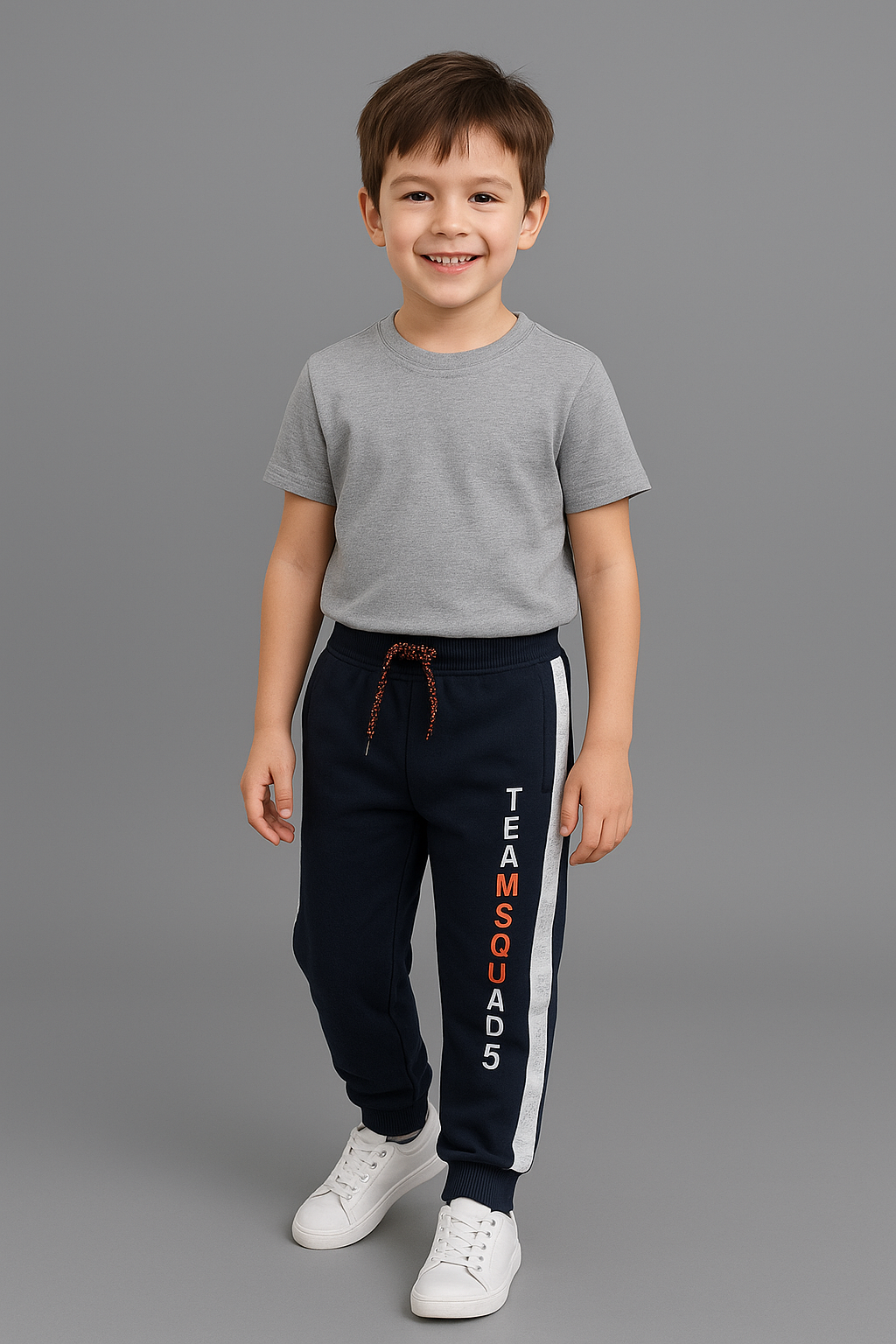 Boys' Cotton Solid Joggers With Drawstring Closure - Navy Blue