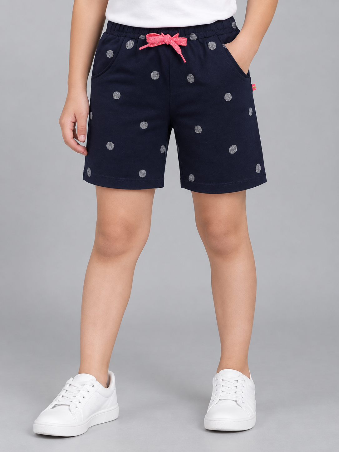 Girls Polka-Dot Print Shorts- NAVY