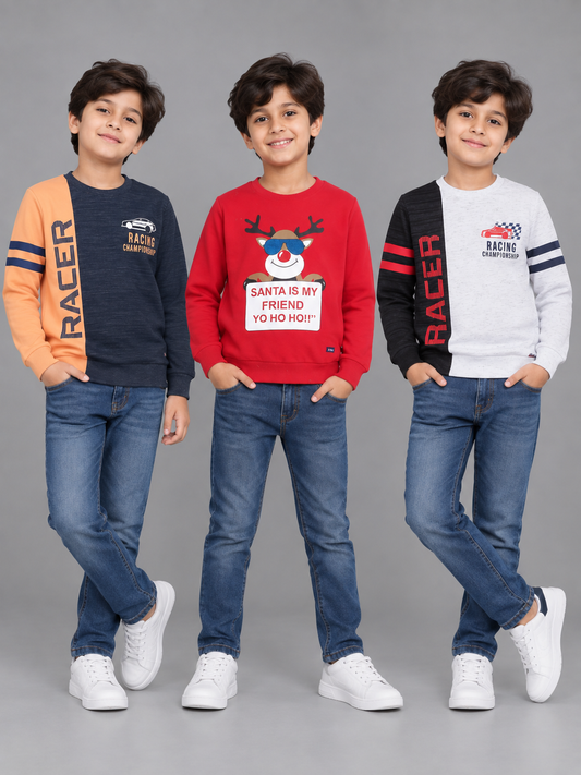 Boyz Cotton Sweatshirts - Pack of 3