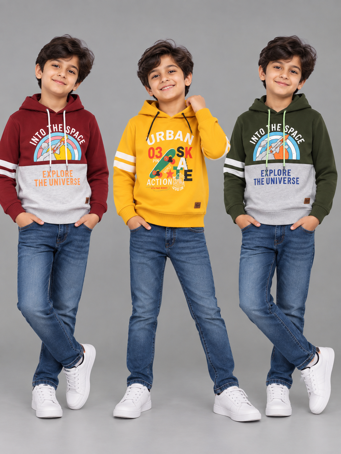 Boyz Cotton Hoodies - Pack of 3