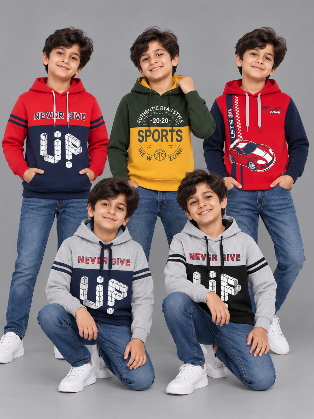 Boyz Cotton Hoodies - Pack of 5