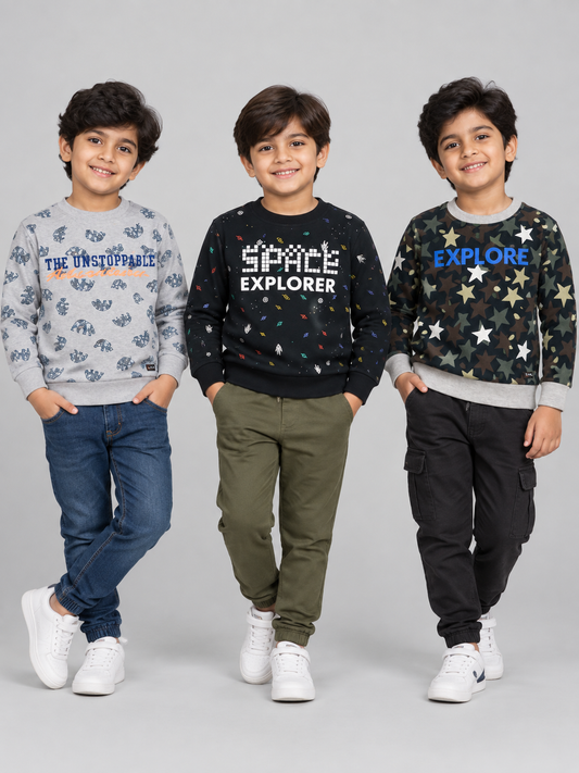 Boyz Cotton Sweatshirts - Pack of 3