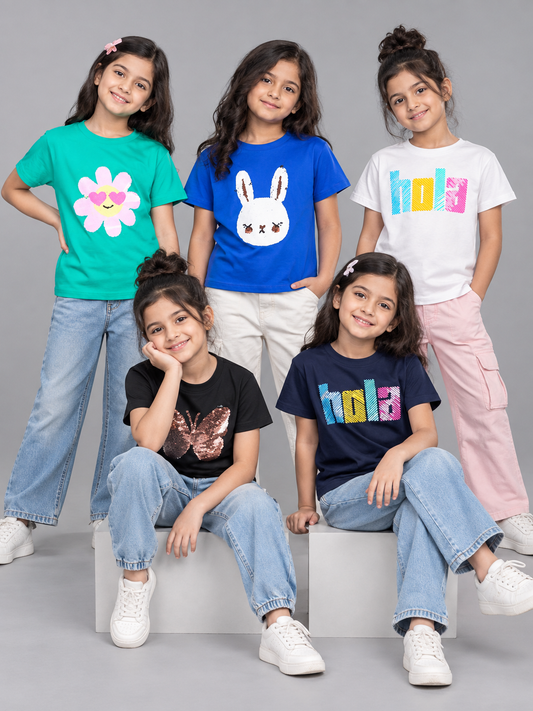 Girlz Cotton T-Shirt - Pack of 5