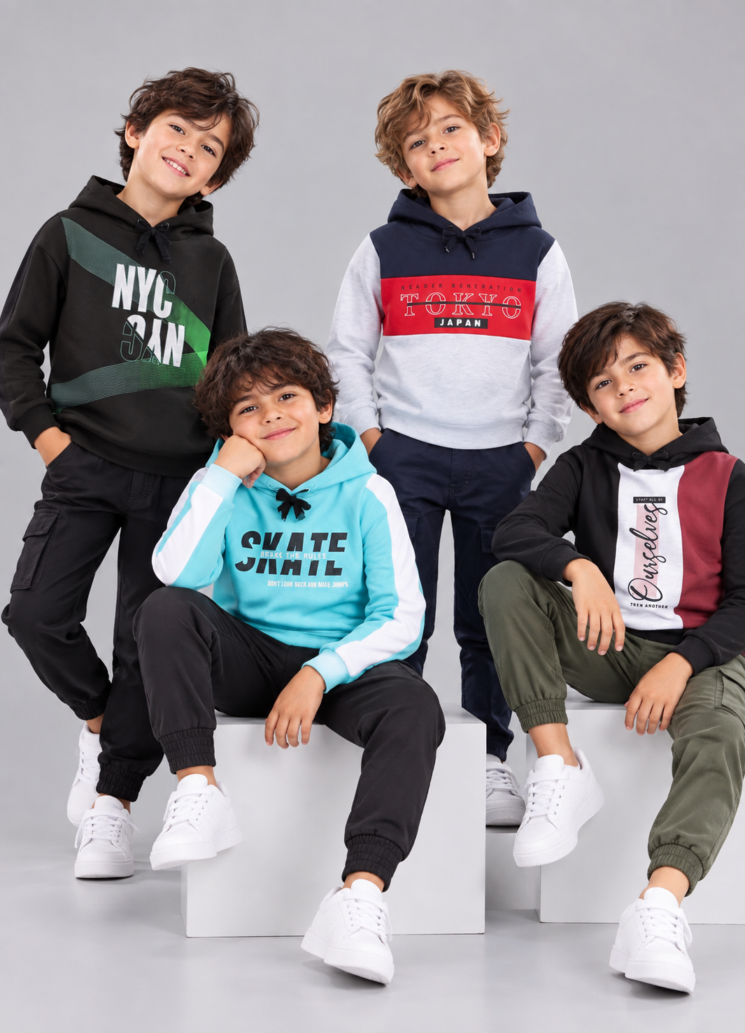 Boyz Cotton Hoodies - Pack of 3