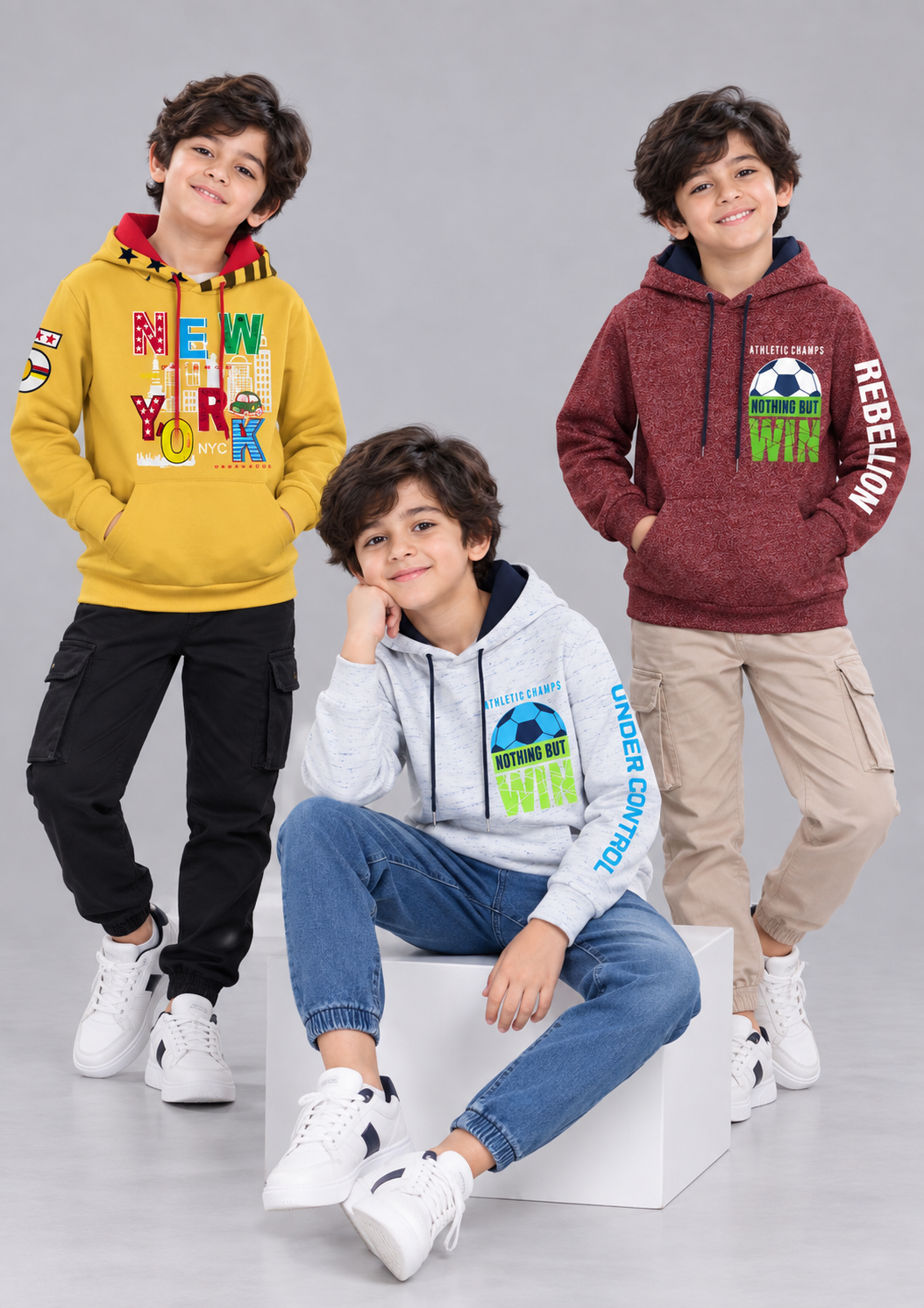 Boyz Cotton Hoodies - Pack of 3