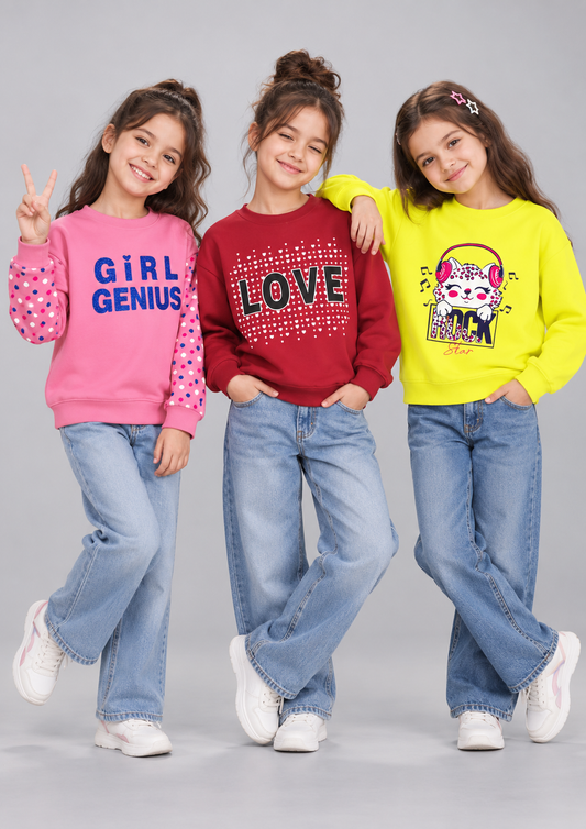 Girlz Cotton Sweatshirts - Pack of 3