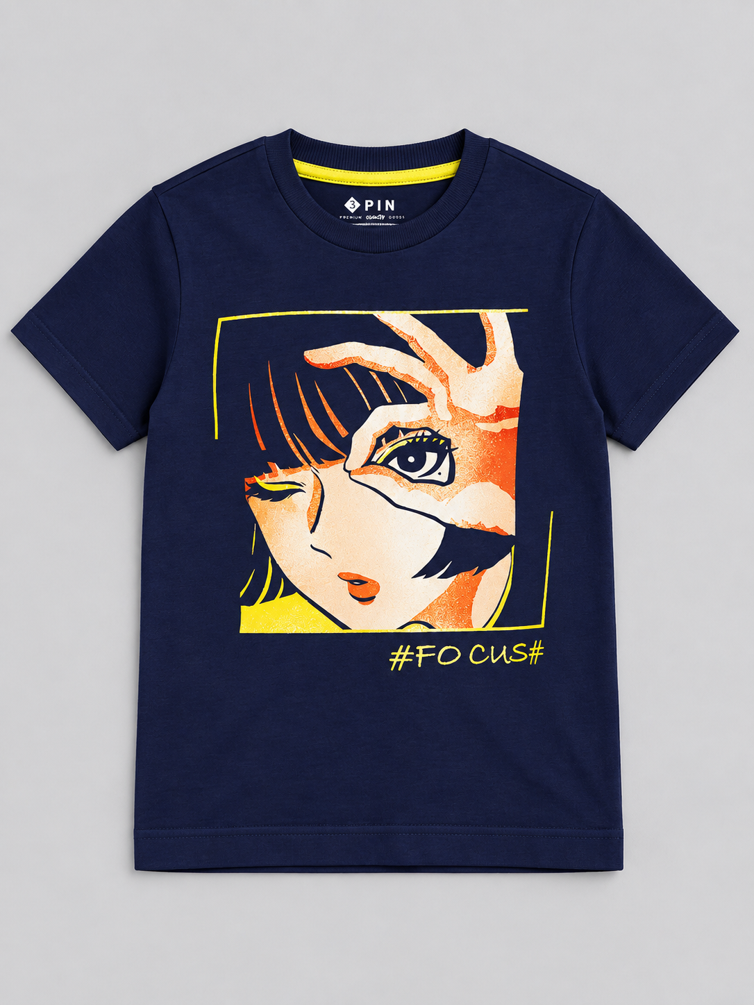 Girls Printed Typography Round Neck Cotton T-Shirt