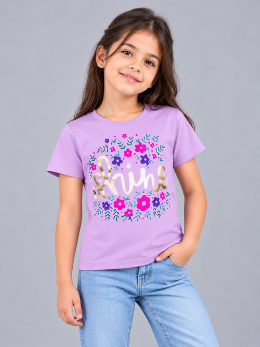 Girls Printed Typography T-Shirt