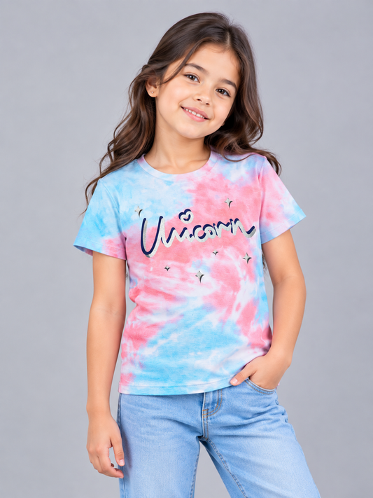 Girls Printed Tie & Dye T-Shirt