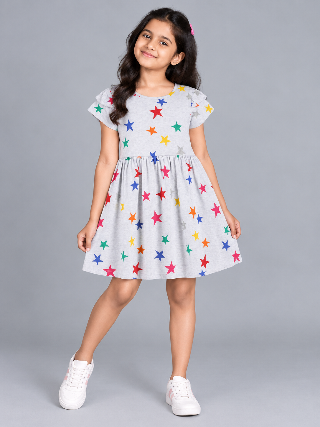 Girls Star Print A-Line Dress