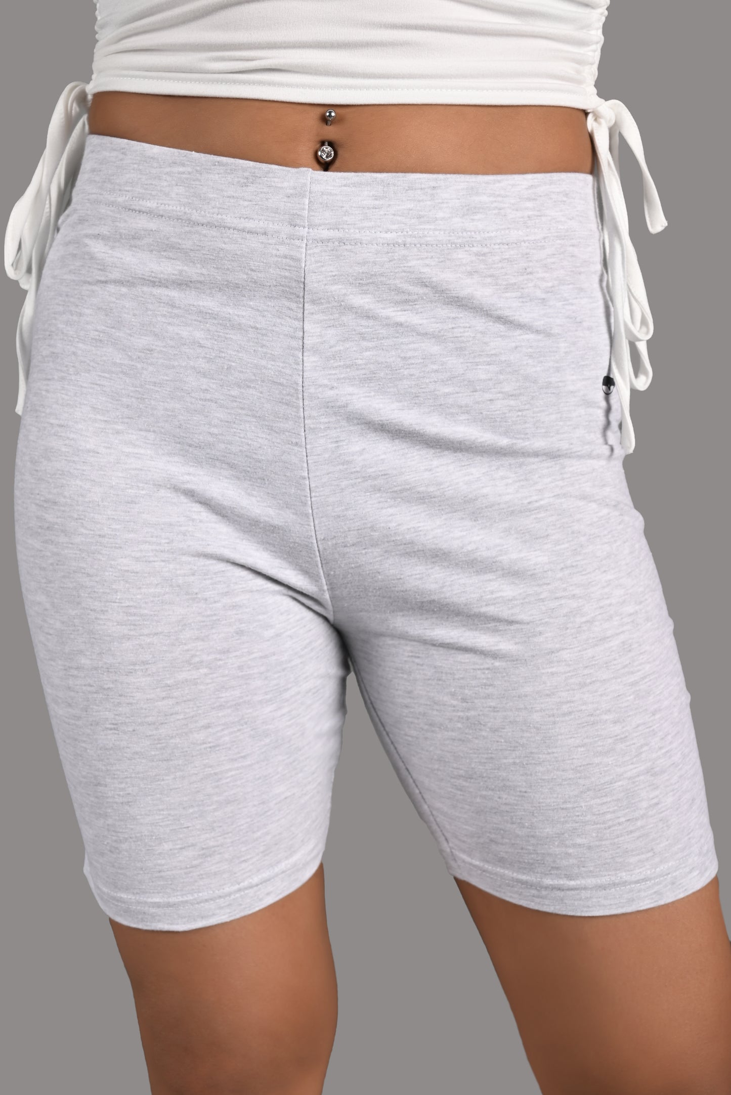 Cotton Lycra Solid Cycling Shorts - Black & Grey