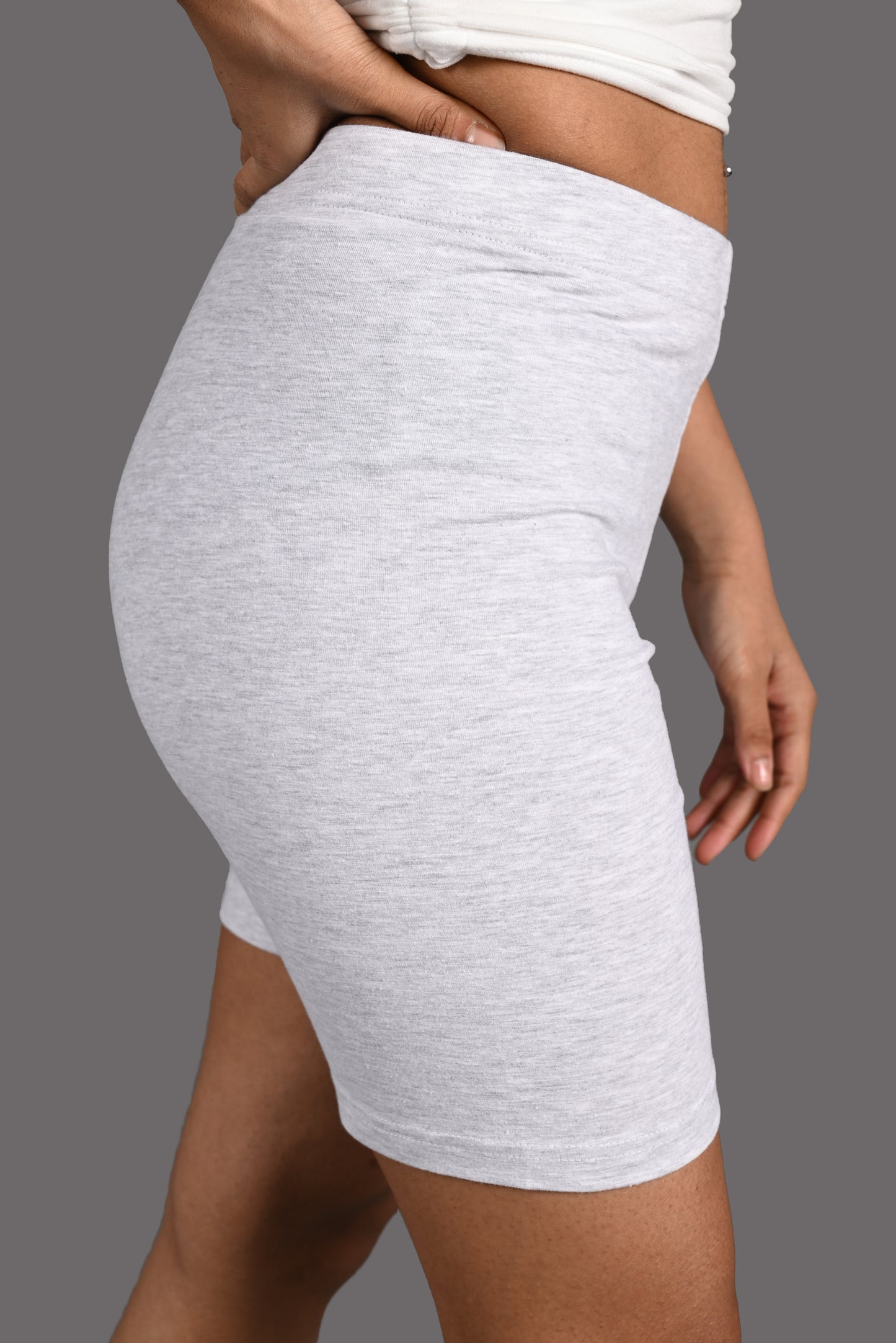 Cotton Lycra Solid Cycling Shorts - Black & Grey