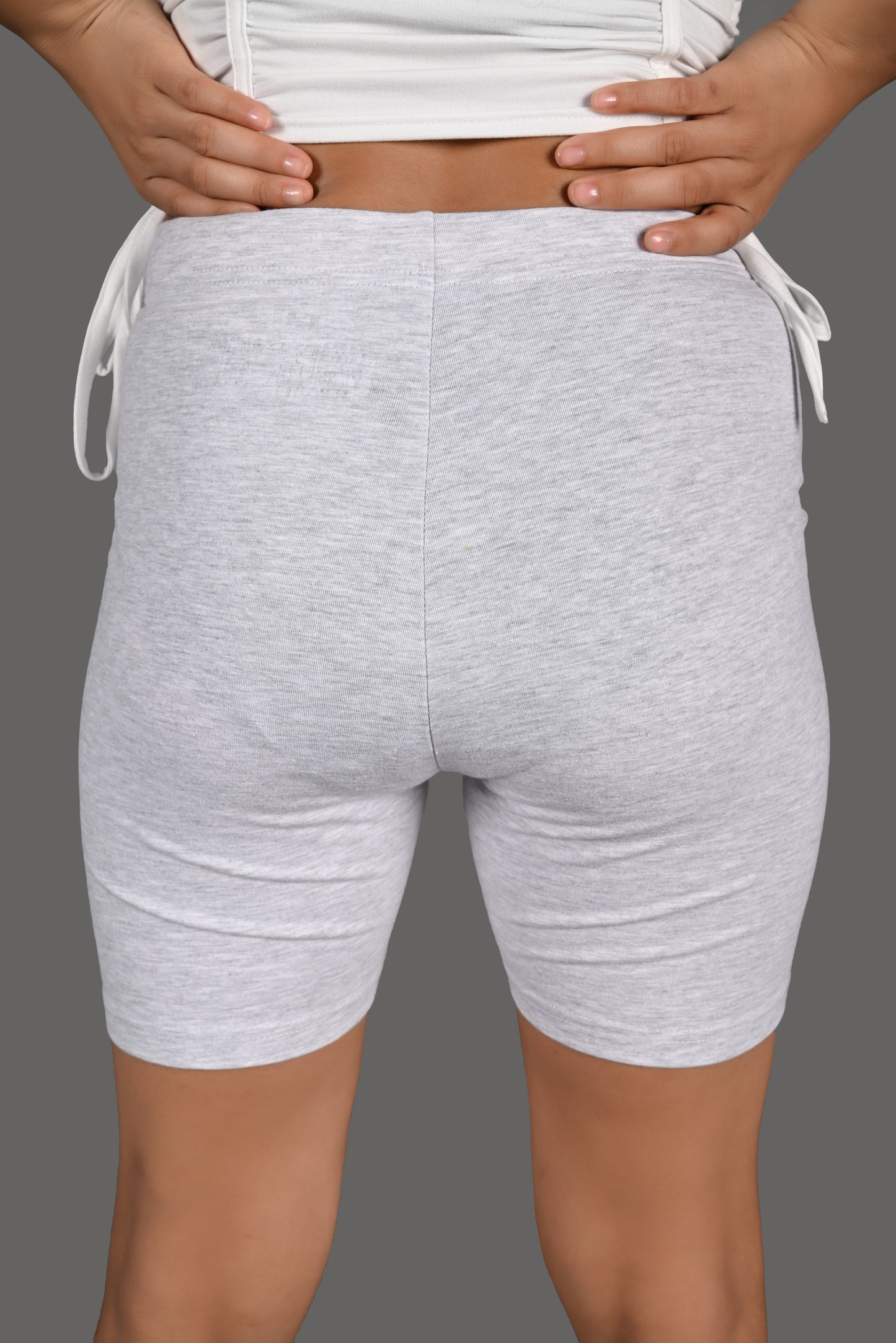 Cotton Lycra Solid Cycling Shorts - Black & Grey