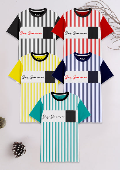 Boys Cotton Printed Round Neck T-Shirt - Pack of 5