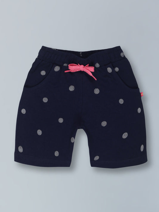 Girls Polka-Dot Print Shorts- NAVY