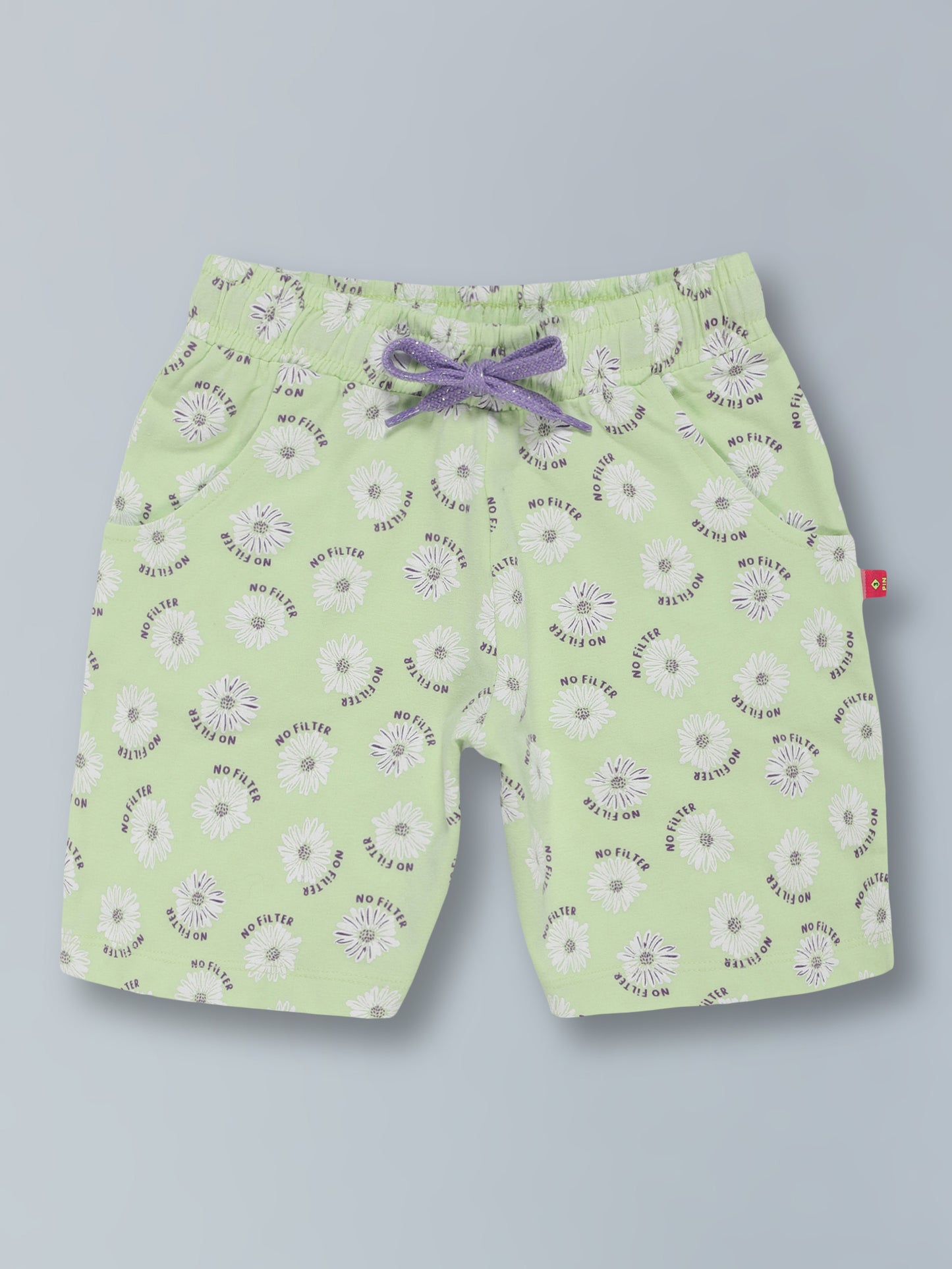 Girls Floral Print Shorts - GREEN