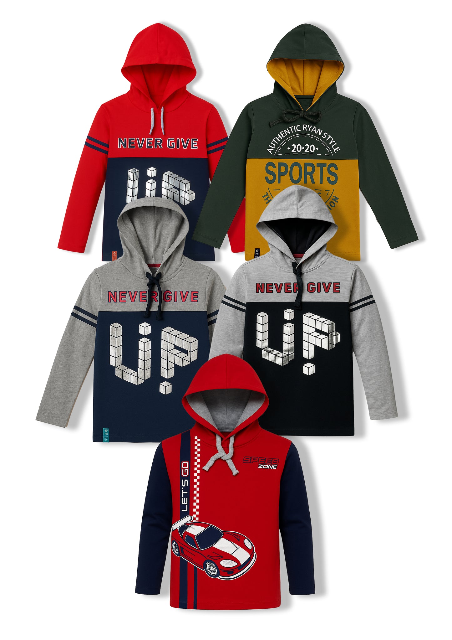 Boyz Cotton Hoodies - Pack of 5