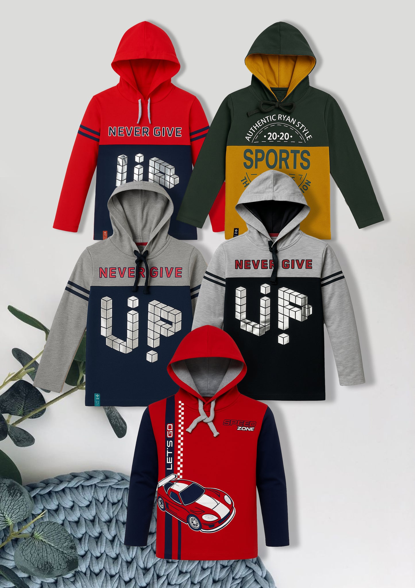 Boyz Cotton Hoodies - Pack of 5