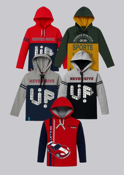 Boyz Cotton Hoodies - Pack of 5