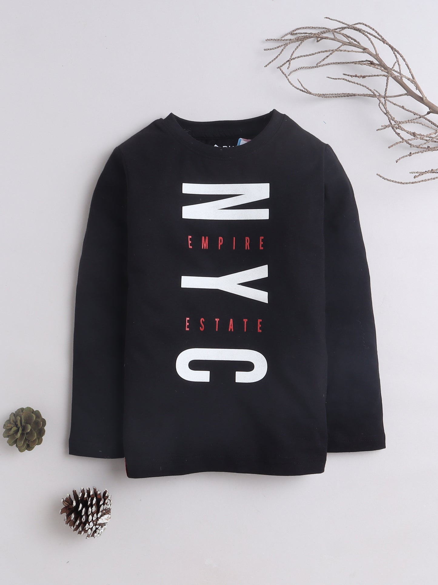 Boys Cotton Typography Round Neck T-Shirt