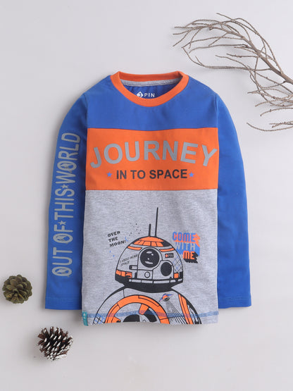 Boys Cotton Typography Round Neck T-Shirt