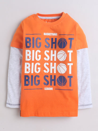 Boys Cotton Typography Round Neck T-Shirt