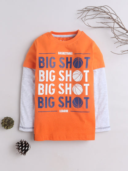 Boys Cotton Typography Round Neck T-Shirt