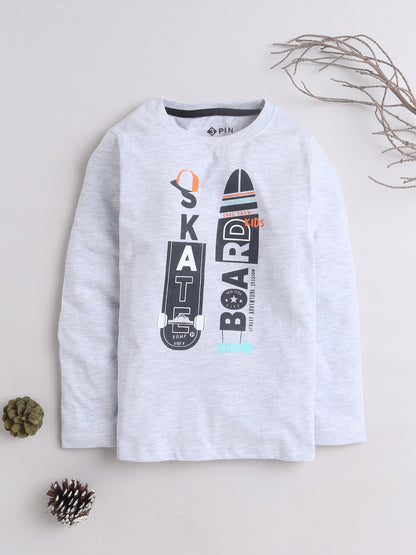 Boys Cotton Typography Round Neck T-Shirt