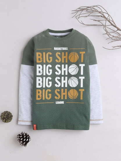 Boys Cotton Typography Round Neck T-Shirt