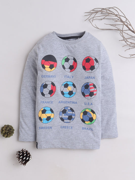 Boys Cotton Typography Round Neck T-Shirt