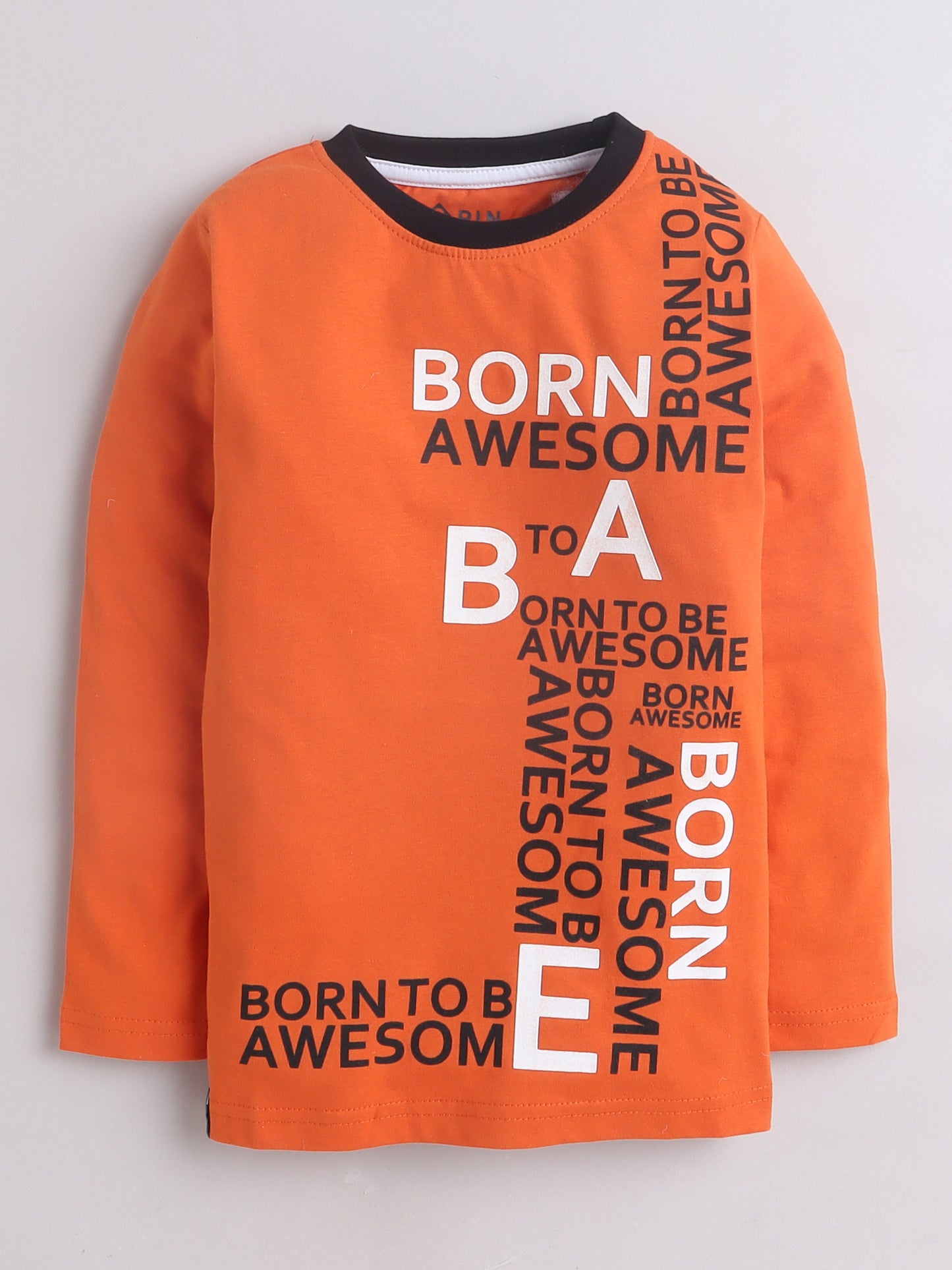 Boys Cotton Typography Round Neck T-Shirt