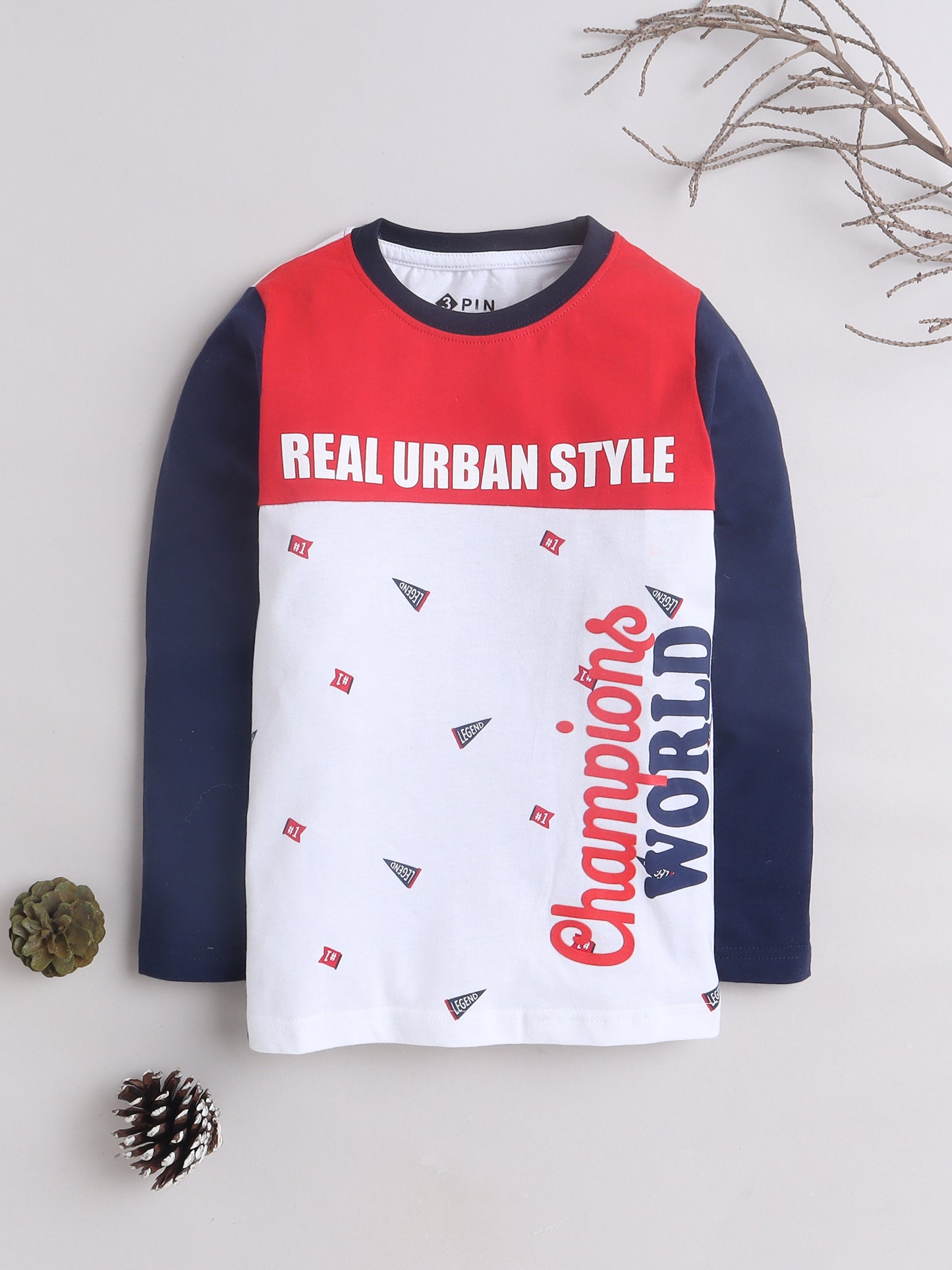 Boys Cotton Typography Round Neck T-Shirt