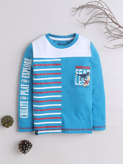 Boys Cotton Typography Round Neck T-Shirt