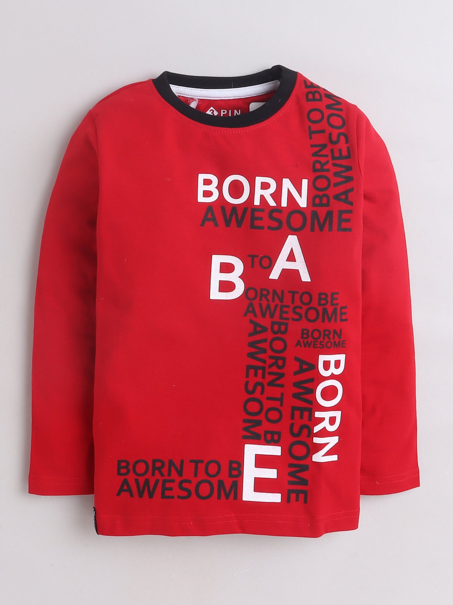 Boys Cotton Typography Round Neck T-Shirt