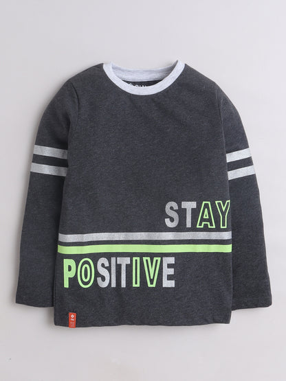 Boys Cotton Typography Round Neck T-Shirt