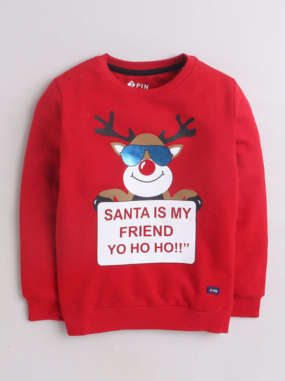 Boys Cotton Christmas Reindeer Graphic Sweatshirt