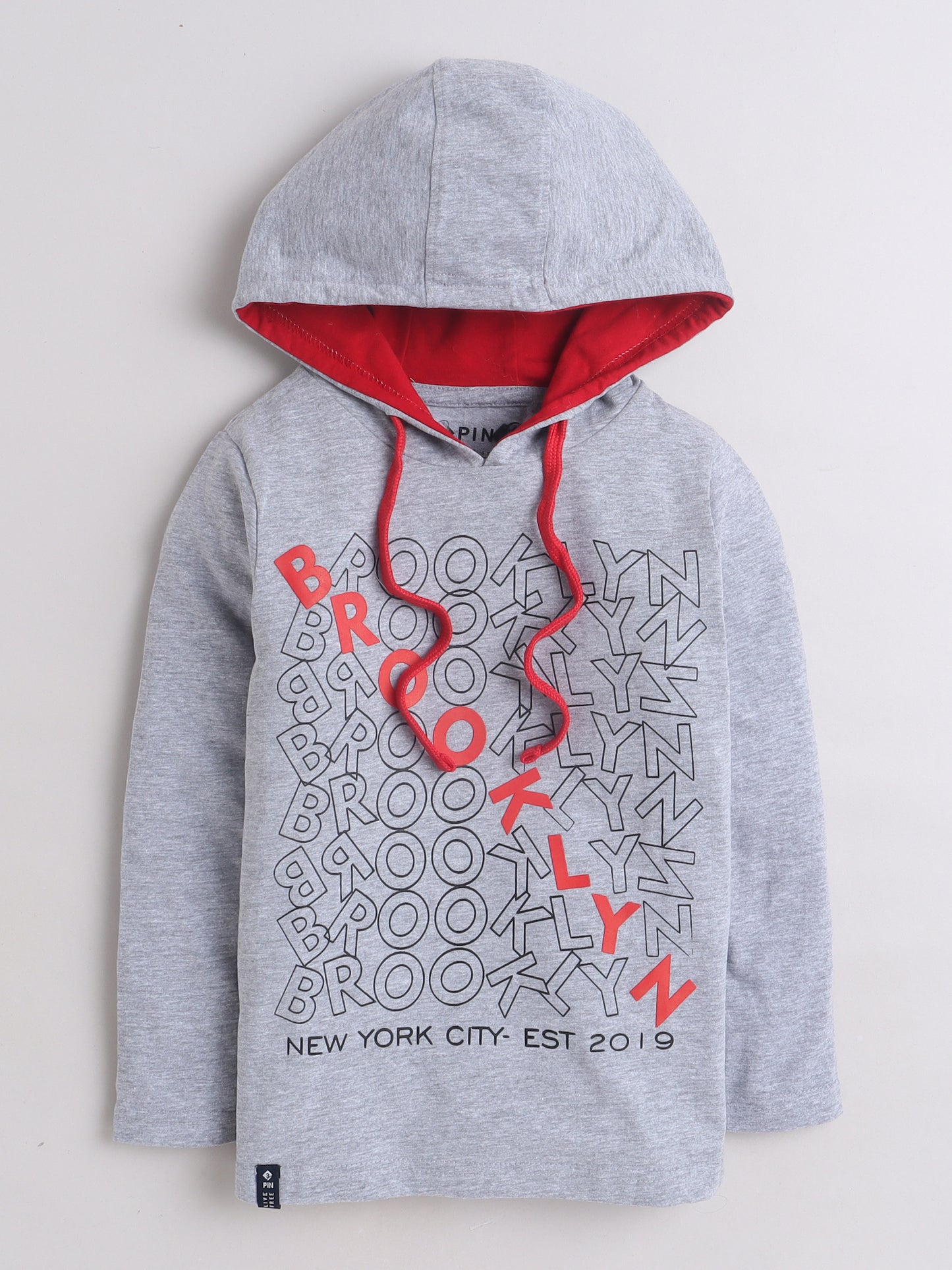 Boys Cotton Typography Hooded Neck T-Shirt