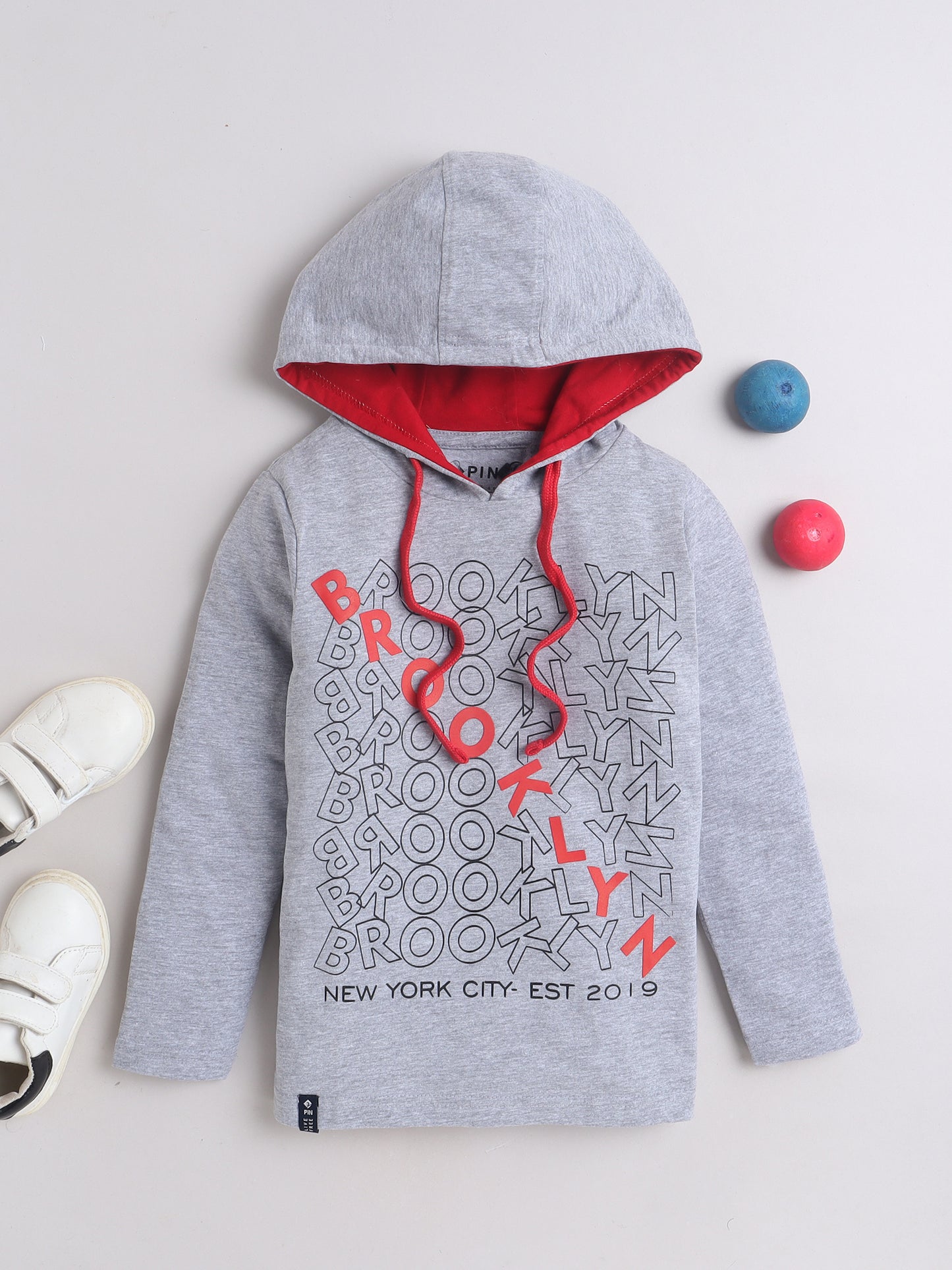 Boys Cotton Typography Hooded Neck T-Shirt