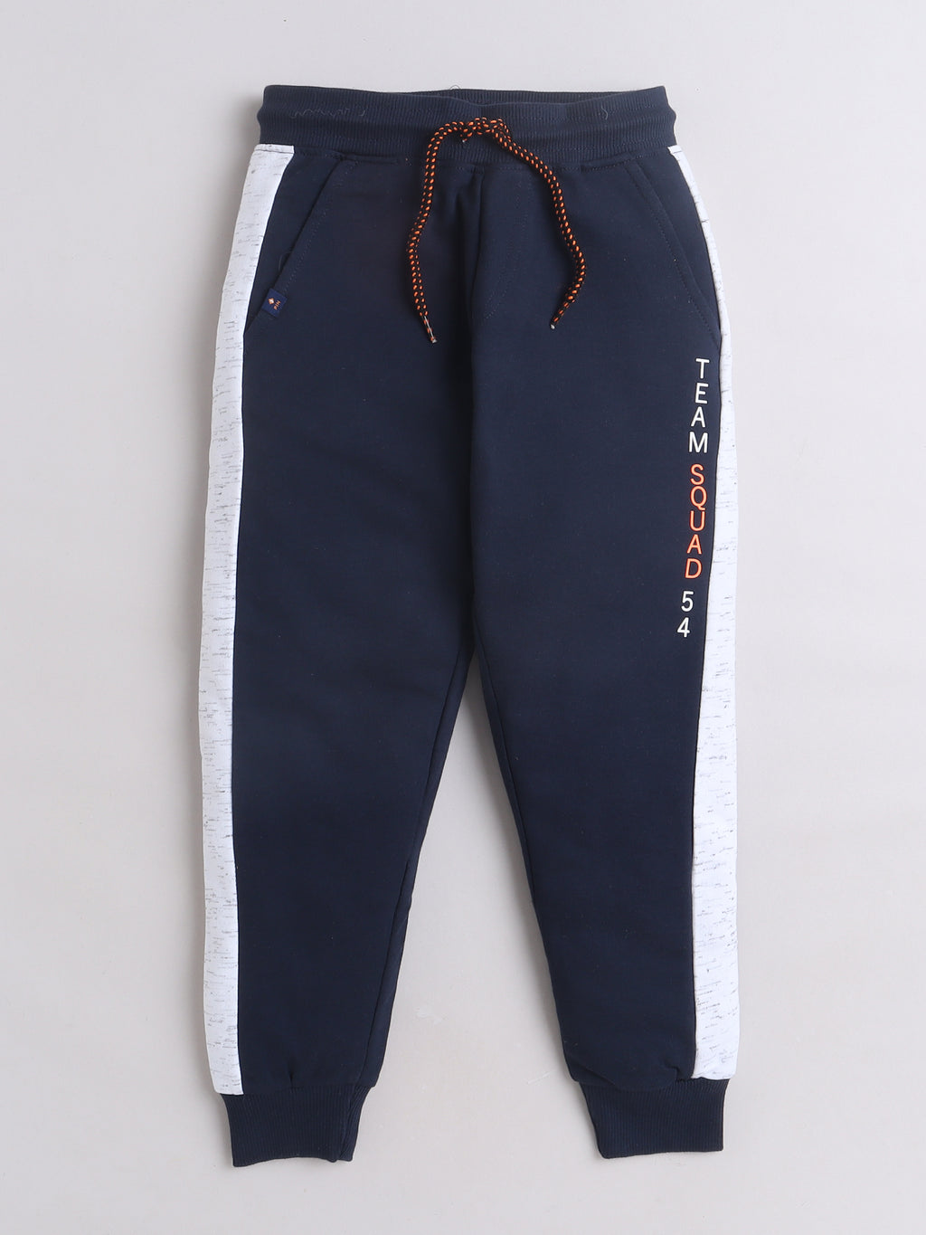 Boys' Cotton Solid Joggers With Drawstring Closure - Navy Blue