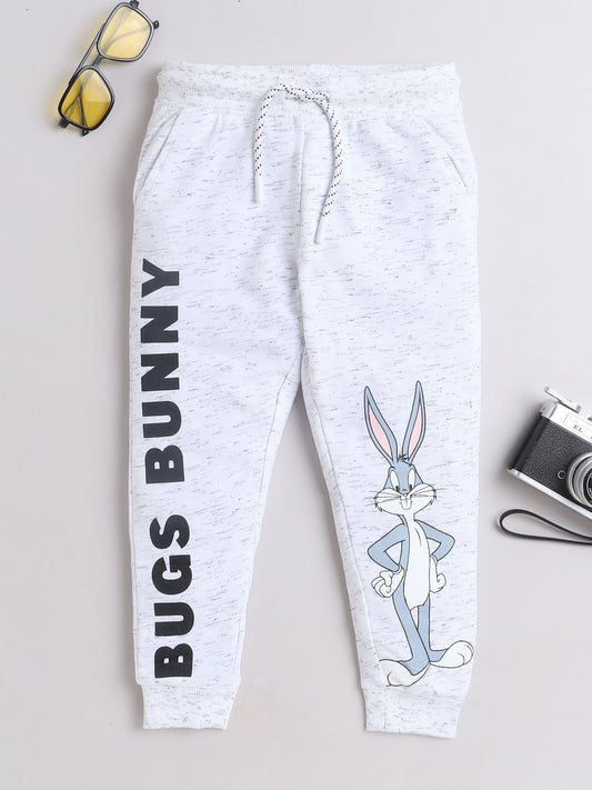 Boys Cotton Bugs Bunny Printed Jogger Pants - Light Grey