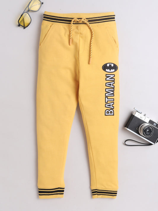 Boys Cotton Batman Graphic Jogger Pants - Yellow