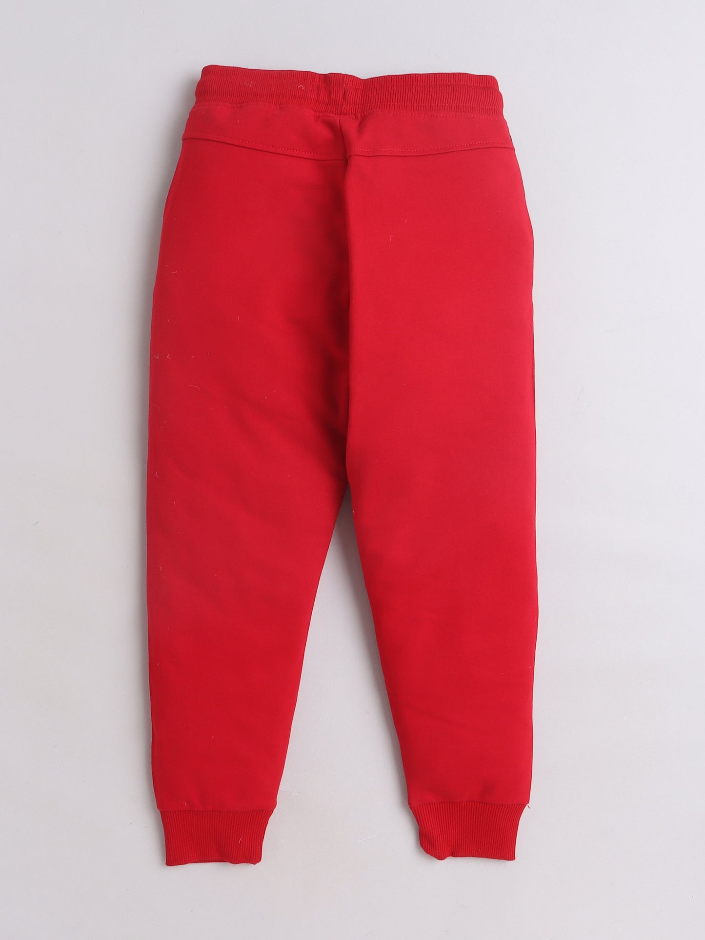 Boys' Cotton Solid Joggers With Drawstring Closure - Red