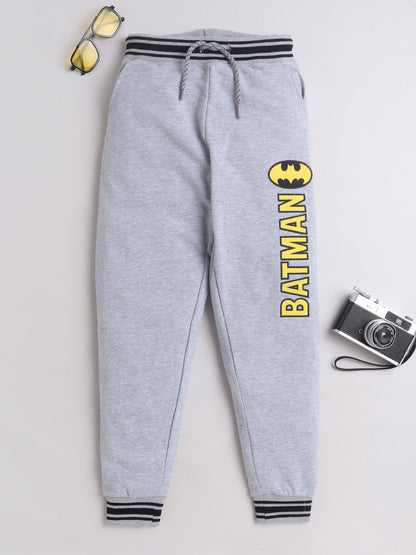 Boys Cotton Batman Graphic Jogger Pants - Grey