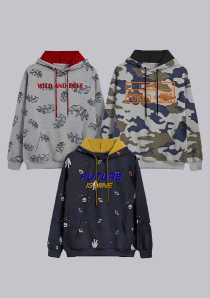 Boyz Cotton Hoodies - Pack of 3